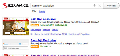 PPC kampaně ve vyhledávací síti systému Seznam Sklik pro značku Samohýl Exclusive.