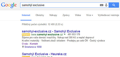 PPC kampaně ve vyhledávací síti systému Google AdWords pro značku Samohýl Exclusive.