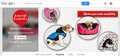 Příprava grafik a správa profilu na sociální síti Google+ pro značku Samohýl Exclusive.
