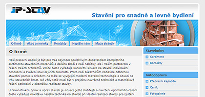 Grafický návrh a realizace webových stránek www.jpstav.cz pro společnost JP-STAV s.r.o.
