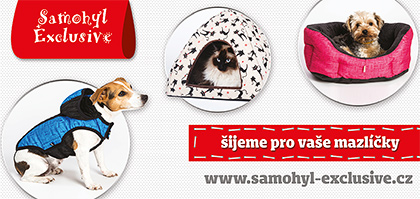 Grafika reklamní plachty kampaně Šijeme pro Vaše mazlíčky pro značku Samohýl Exclusive.