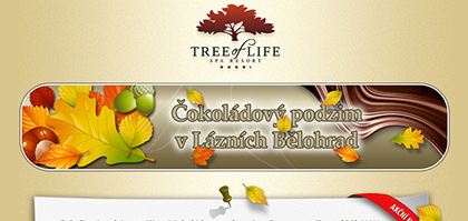 Grafický návrh a rozesílka direct mailové kampaně Čokoládový podzim v Lázních Bělohrad pro Spa resort Tree of Life****.